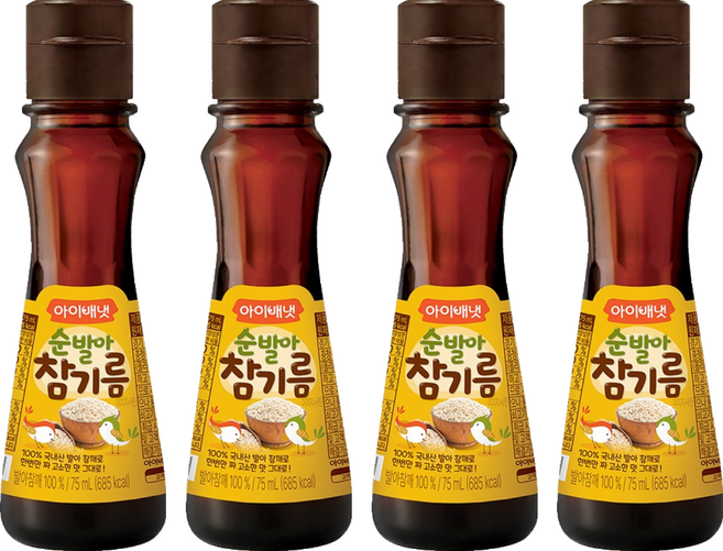 아이배냇 순 발아 참기름, 참깨, 75ml, 4개