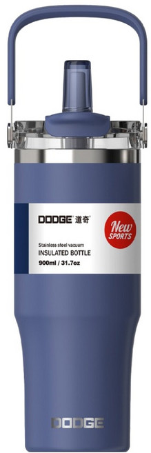 DODGE 道奇 尊爵吸管雙飲保溫杯, 藍色, 1個, 900ml