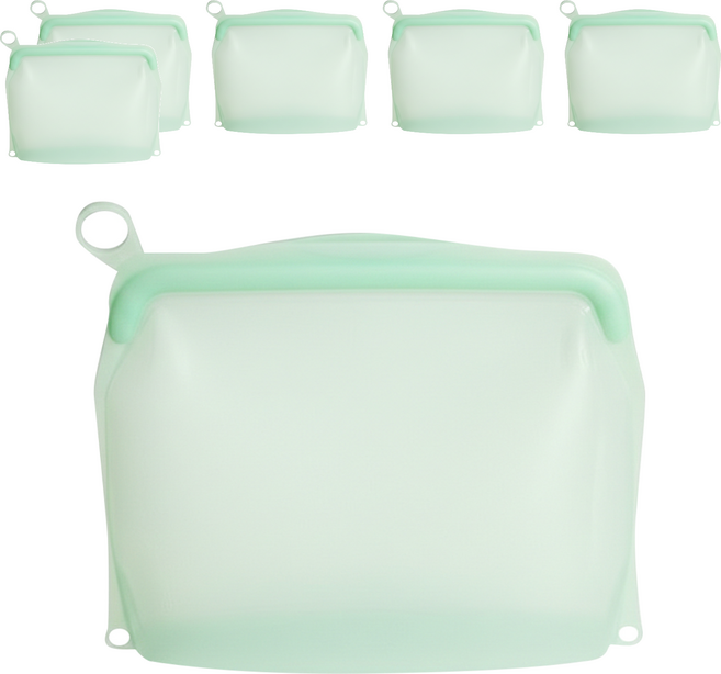 OUTSY 可密封 果凍QQ 矽膠食物夾鏈袋 顏色隨機 500ml 90g, 小巧款(18.8 x 4.6 x 16.5cm), 1個, 6個