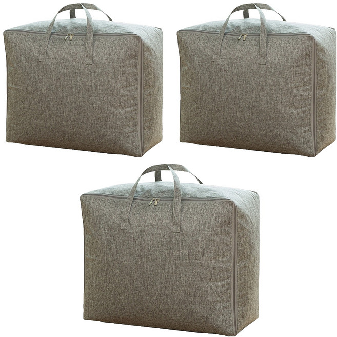 하늬통상 린넨 방수 이불정리함, 그레이, 특대형(60 x 50 x 26 cm), 3개