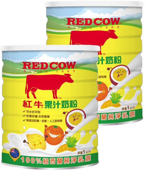 RED COW 紅牛 調味奶粉 果汁奶粉, 1kg, 2罐
