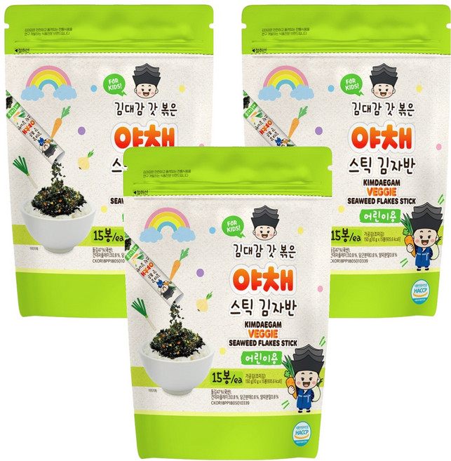 KIMDAEGAM 兒童海苔酥 蔬菜味, 3袋, 150g