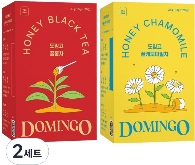 도밍고 꿀홍차 1.5g x 20p + 꿀캐모마일 1.3g x 20p 세트, 꿀홍차 + 꿀캐모마일차, 2세트