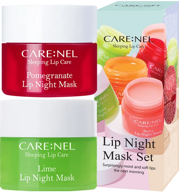 까레넬 립 나이트 마스크 5g 2종 세트, 석류 + 라임, 1개 - 쿠팡