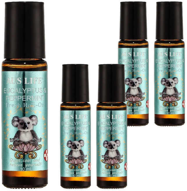 AUS LIFE 澳思萊 尤加利勁涼滾珠精油棒 10ml 含尤加利和薄荷精油, 5瓶
