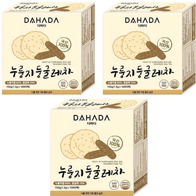 다하다 누룽지둥굴레차, 1.5g, 100개입, 3개