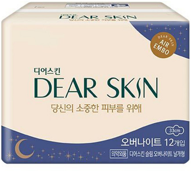디어스킨 에어엠보 슬림 생리대 날개형, 오버나이트, 12개입, 1개