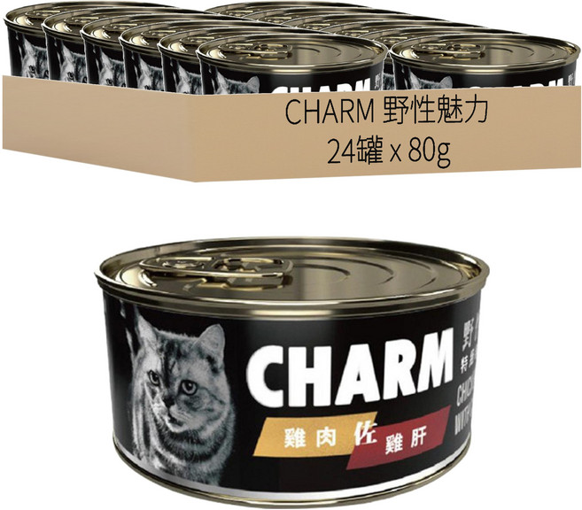 CHARM 野性魅力 貓罐, 雞肉佐雞肝, 80g, 24罐