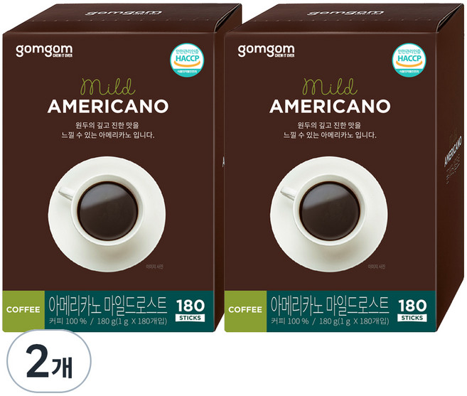 곰곰 아메리카노 마일드로스트, 1g, 180개입, 2개