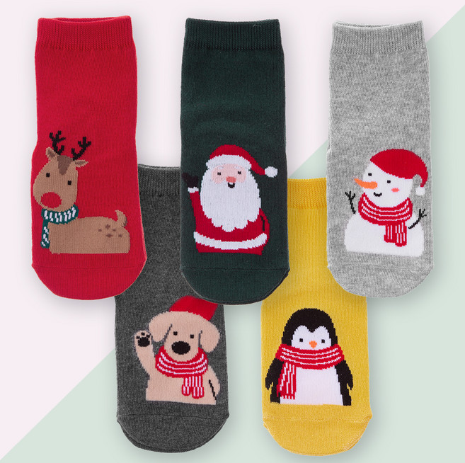 롤리트리 아동용 크리스마스 중목 양말 5종 세트