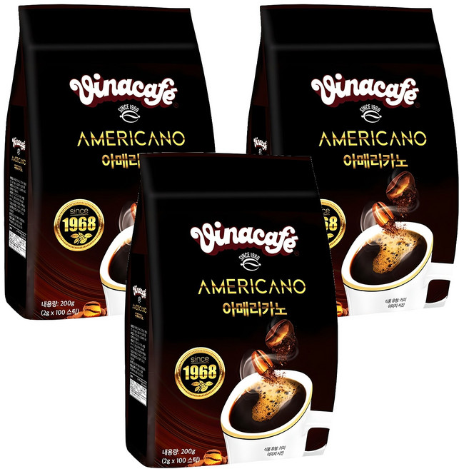 비나카페 아메리카노 커피스틱, 2g, 100개입, 3개