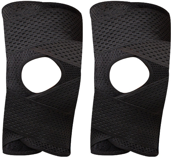 第四代半月板運動護膝, 黑色, 2個