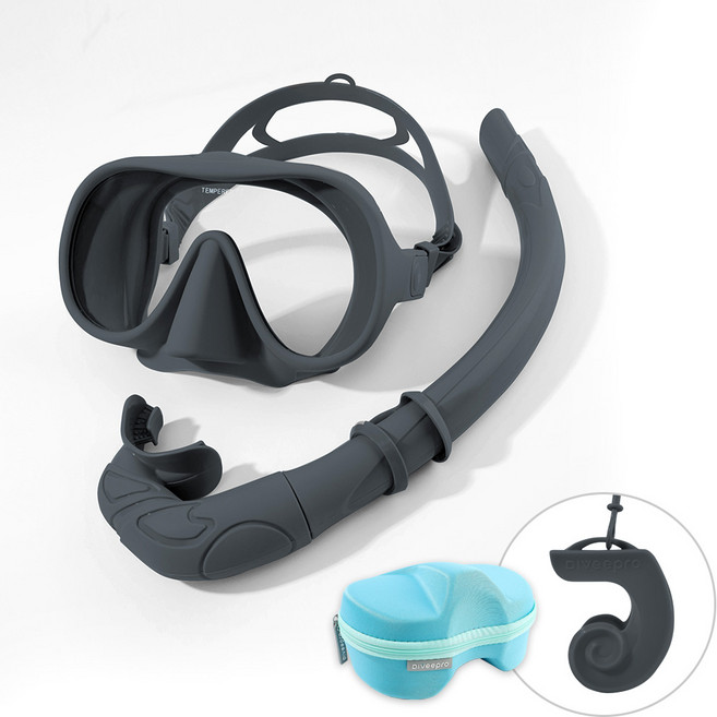 다이비프로 포켓다이브 휴대용 스노쿨링 마스크, 스모크 그레이