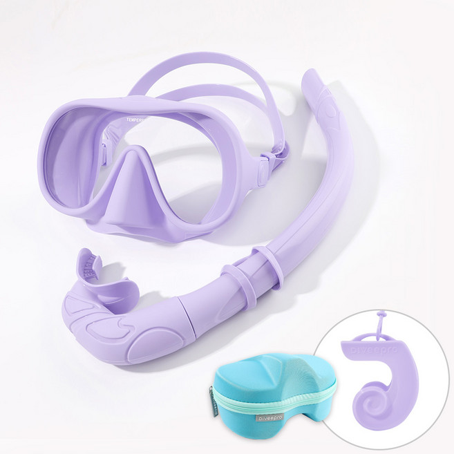 다이비프로 포켓다이브 휴대용 스노쿨링 마스크, 라벤더 리프