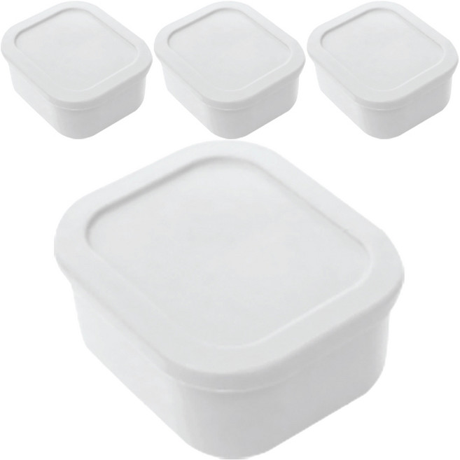 유하우스 삶아 쓰는 실리콘 밀폐용기 그레이, 4개, 300ml