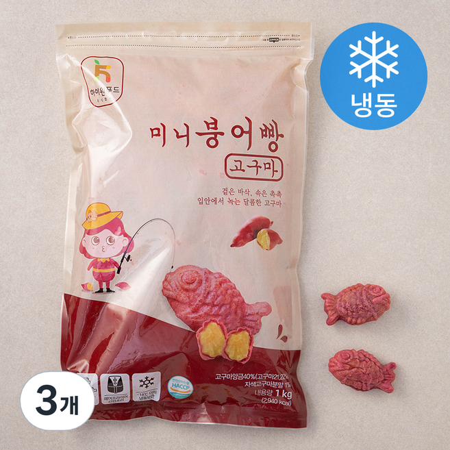 하이원푸드 미니 붕어빵 고구마 (냉동), 1kg, 1개입, 3개