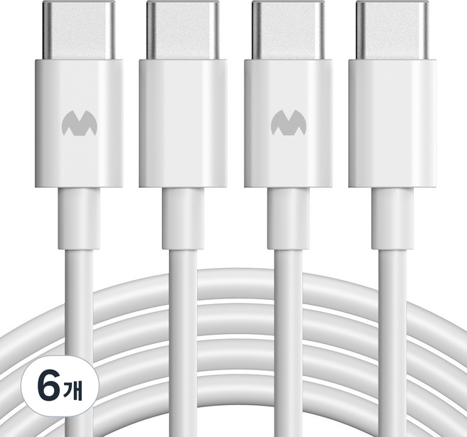 구스페리 c타입 to c타입 60W 고속 충전 케이블, 3m, 화이트, 6개