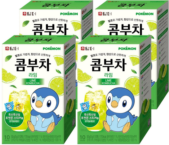 담터 포켓몬 콤부차 라임, 5g, 10개입, 4개
