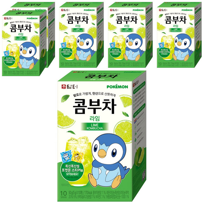 담터 포켓몬 콤부차 라임, 5g, 10개입, 6개