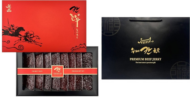 칸육포 프리미엄 수제 한우 육포 선물세트 + 쇼핑백, 8개, 70g