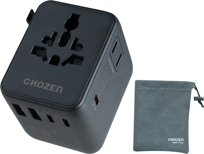 CHOZEn PD35W氮化鎵萬國插座 附收納袋 TA35B 宇宙黑, 1個