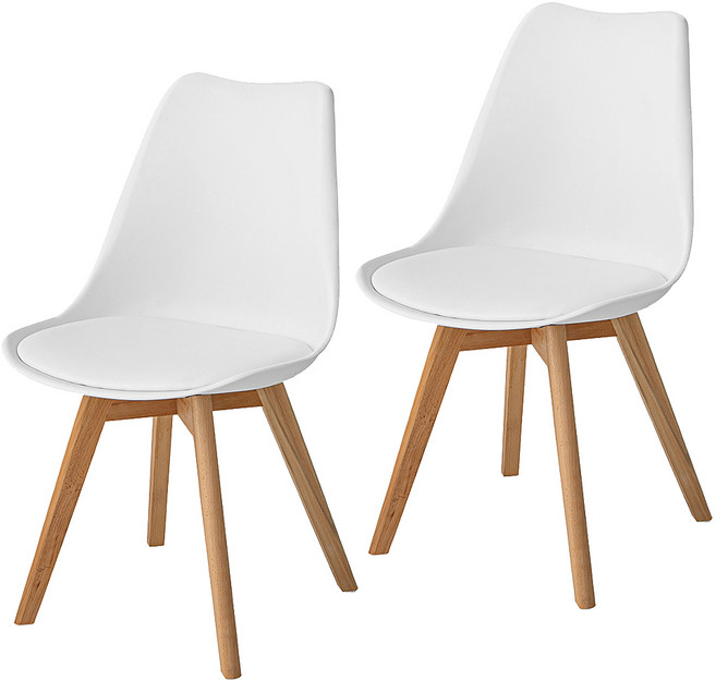 코멧 홈 인테리어 가죽 쿠션 원목 디자인 에펠체어, 화이트, 2개