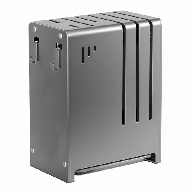 couselect 不鏽鋼刀架 廚房置物架/刀具收納架/瀝水架/菜刀架/常規刀架 檯面/壁掛兩用 18.3 x 11 x 24cm, 1個, 銀色