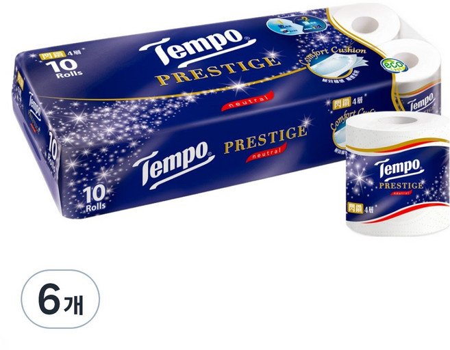 Tempo 得寶 Prestige 4層頂級衛生紙, 6個, 10捲, 17m