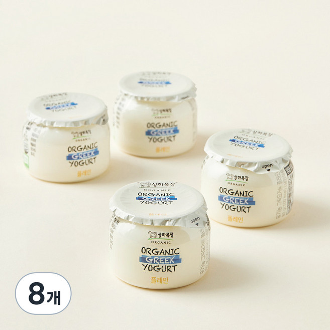 상하목장 유기농 인증 그릭요거트 플레인, 80g, 8개