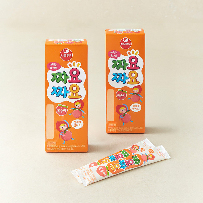 서울우유 짜먹는 요구르트 짜요짜요 복숭아 6개입, 40g, 2개