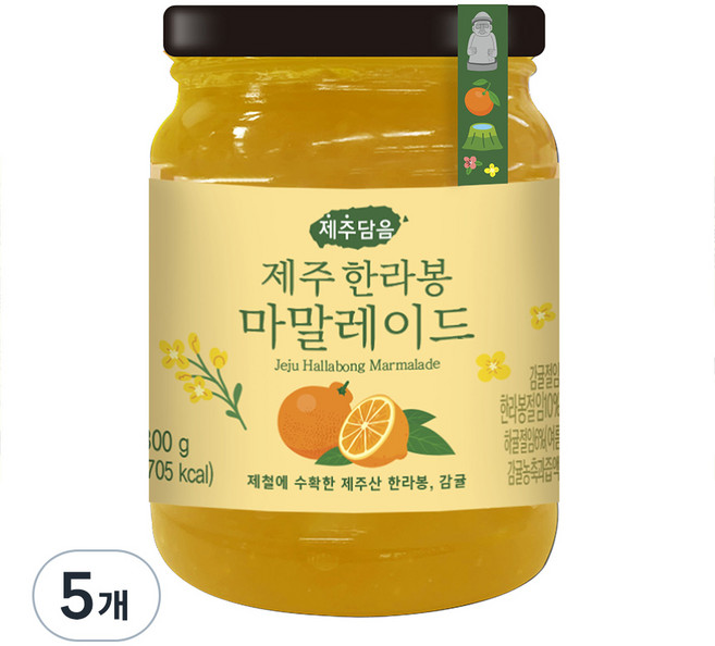 오뚜기 제주담음 한라봉 마말레이드 잼, 300g, 5개