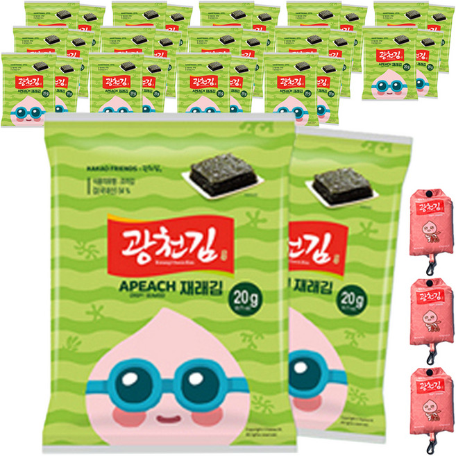 광천김 카카오프렌즈 재래전장김 20g x 10p + 장바구니 랜덤발송, 200g, 3세트