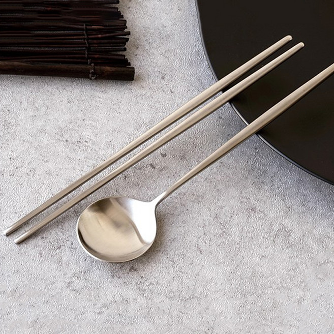 테이블아트 국산 아벨라 무광실버 수저 2인세트, 1세트, 숟가락(2p) + 젓가락(2p)