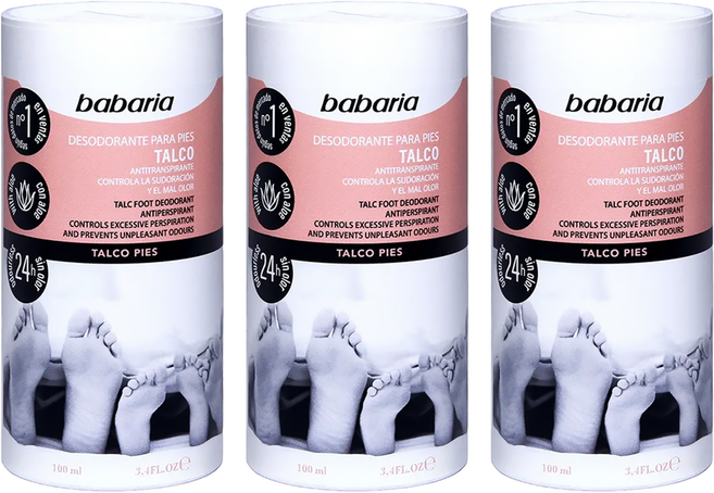 Babaria 草本花香爽足粉 控制汗水和難聞氣味, 100ml, 1瓶, 3瓶