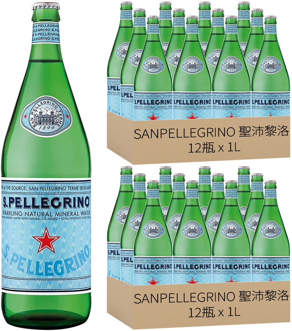 SANPELLEGRINO 聖沛黎洛 天然氣泡礦泉水, 1L, 24瓶