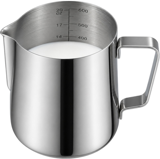 코휀하임 스텐304 눈금형 카페 우유 스팀피쳐 600ml, 1개