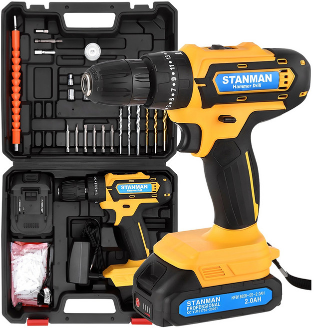 스탠맨 21V 무선충전 해머전동드릴 공구세트, 1개