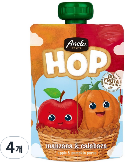 아넬라 HOP 퓨레, 100g, 4개, 혼합맛(사과/단호박)