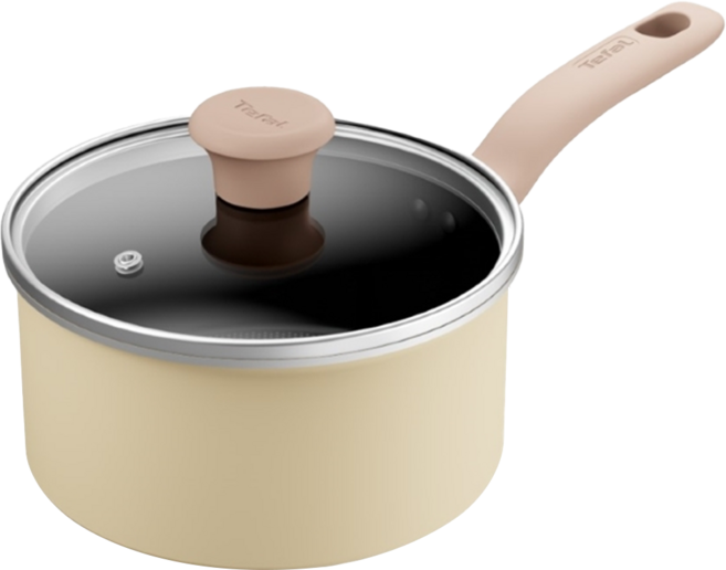 Tefal 特福 Daisy系列 不沾單柄湯鍋加蓋, 1套, 米色, 18cm