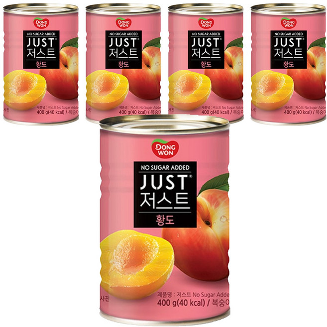 동원 JUST 노슈가 황도 2절 통조림, 400g, 5개