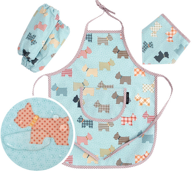 코니아일랜드 유아용 방수 앞치마 + 토시 + 두건 세트