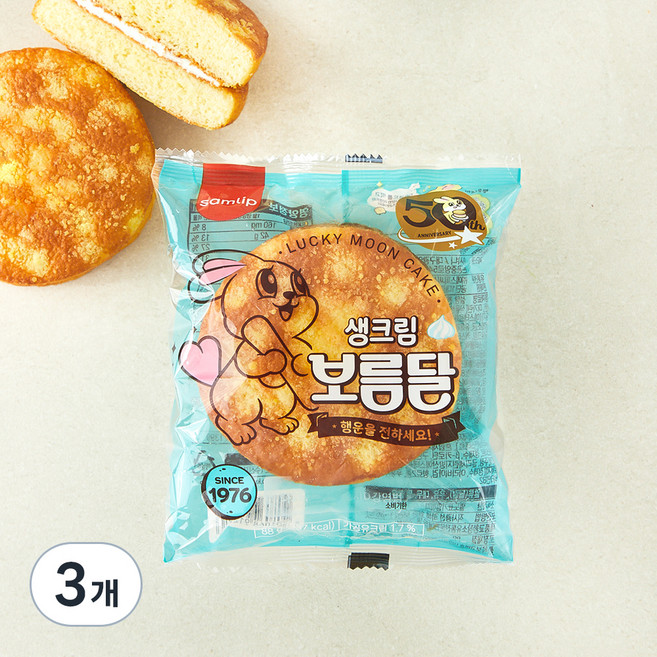 삼립 생크림 보름달, 88g, 1개입, 3개