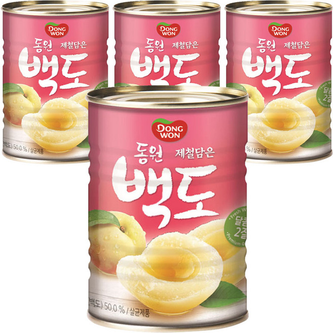 동원 백도 과일통조림, 400g, 4개