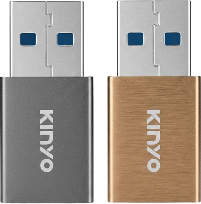 Kinyo USB 3.0公轉Type-C母轉接頭 雙入組, 32mm, 白色 + 金色, 1組