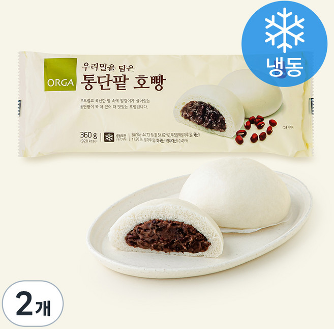 올가홀푸드 우리밀 담은 통단팥 호빵 (냉동), 90g, 4개입, 2개