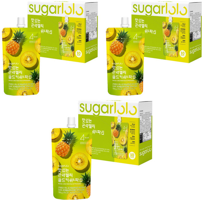 슈가로로 맛있는 곤약젤리 골드키위 & 파인 10개입, 1.5kg, 3개