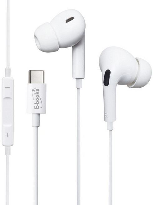 E-books SS41 Type C入耳式線控耳機 適用於iPhone 15與Android, E-EPA246, 白色