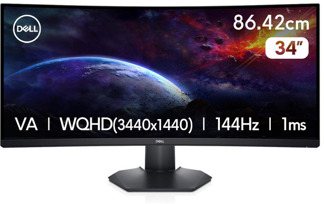 델 WQHD 커브드 게이밍 모니터, 86.4cm, S3422DWG