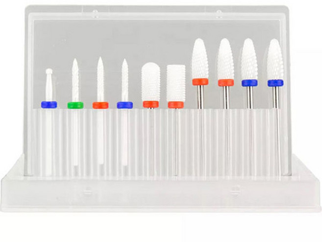 세라믹 네일 드릴 비트 10종 세트 KN-A4064, 혼합색상, 1세트