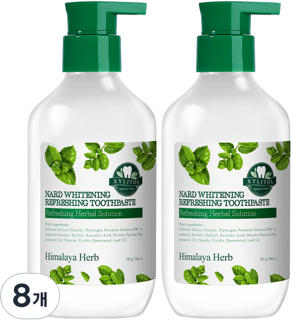 나드 미백 리프레싱 펌핑 치약, 240g, 8개